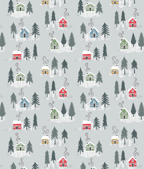 Snow Days Flannel by Lewis and Irene F36.1 Snow Day House on Sliver