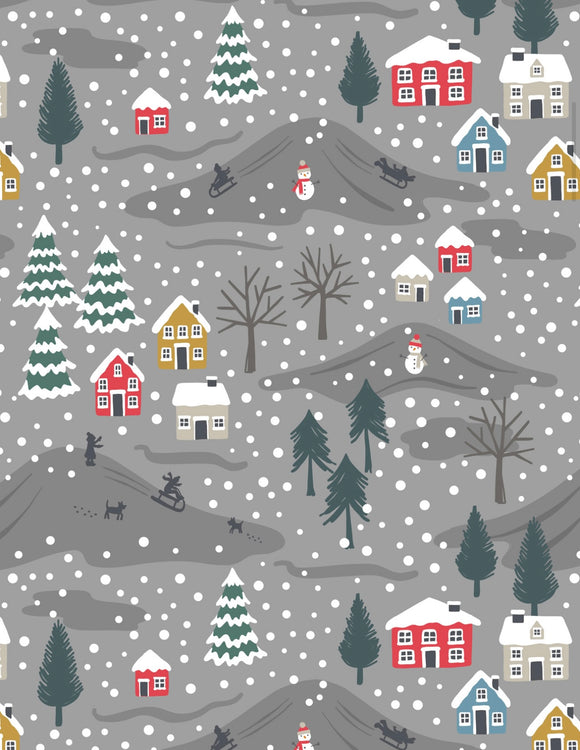 Snow Days Flannel by Lewis and Irene F34.3 Snow Days on Grey