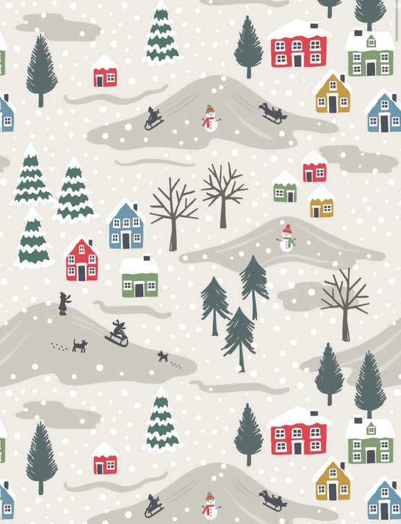 Snow Days Flannel By Lewis and Irene F34.1 Snow Days on Cream
