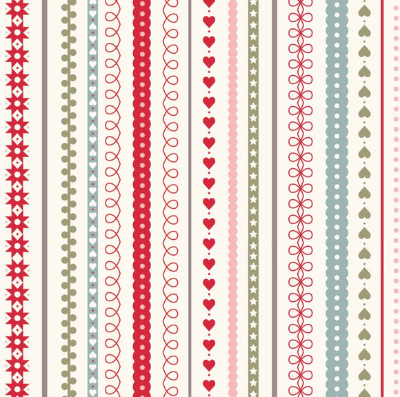 Gingerbread Season by Lewis and Irene C86.1 Festive Strips on cream