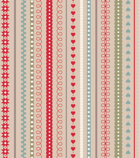 Gingerbread Season by Lewis and Irene C86.2 festive strips on butterscotch