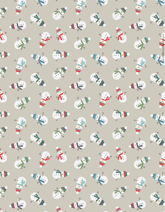 Snow Days Flannel By Lewis and Irene F35.1 Scattered Snowman on Dark Cream