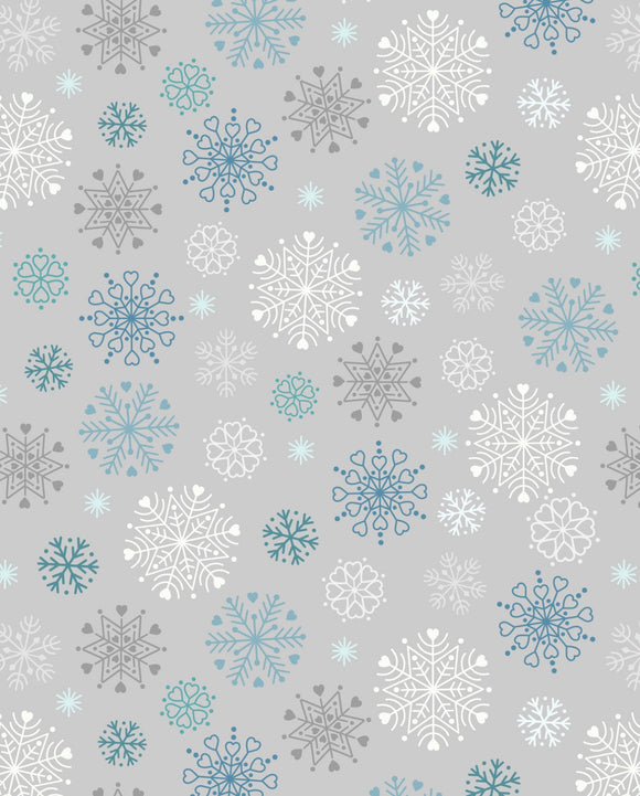 Snow Days Flannel by Lewis and Irene F72.1 Snowflakes on Grey