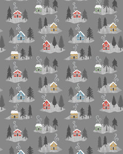 Snow Days Flannel by Lewis and Irene F36.3 Snow Day House on Grey