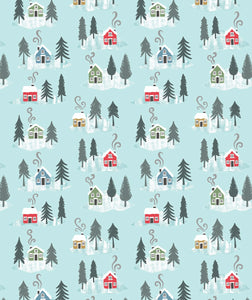 Snow Days Flannel by Lewis and Irene F36.2 Snow Day House on ice blue