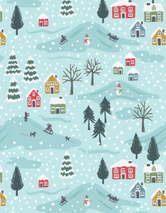 Snow Days Flannel By Lewis and Irene F34.2 Snow Days on Ice Blue