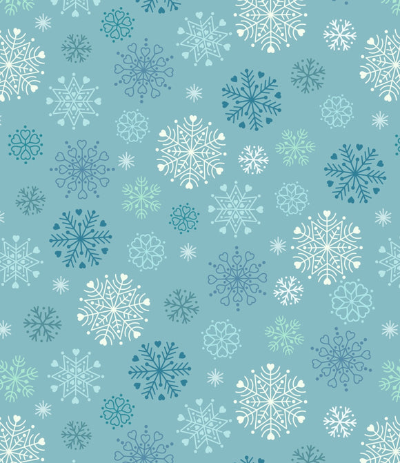 Snow Days Flannel by Lewis and Irene F72.2 Snowflakes on Ice Blue