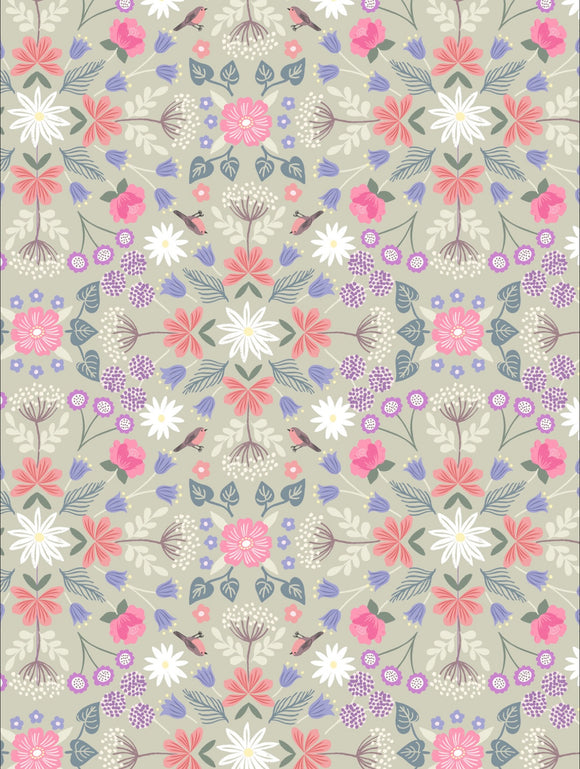 The Secret Garden by Lewis and Irene A708.3 Robin Floral Muted Sage