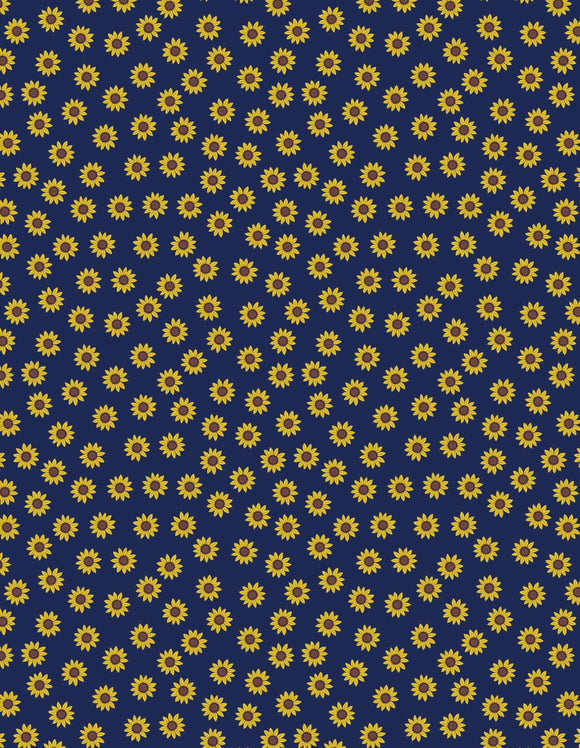 Sunflowers by Lewis and Irene A744.3 Little sunflowers on dark blue