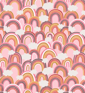 SALE Rainbows by Lewis and Irene A441.2 All over Rainbows on Pink